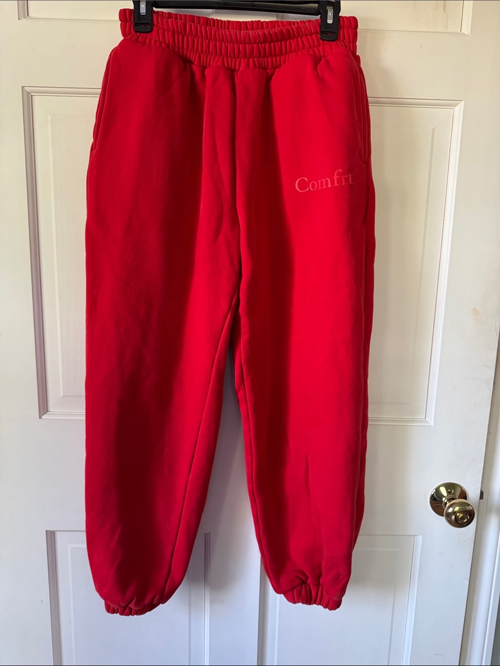 Comfrit Women's Red Fleece Joggers - Cozy Track Pants